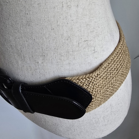 Ralph Lauren, New Woven Brown Leather Buckle Wide Statement Belt Size Small - Picture 8 of 11